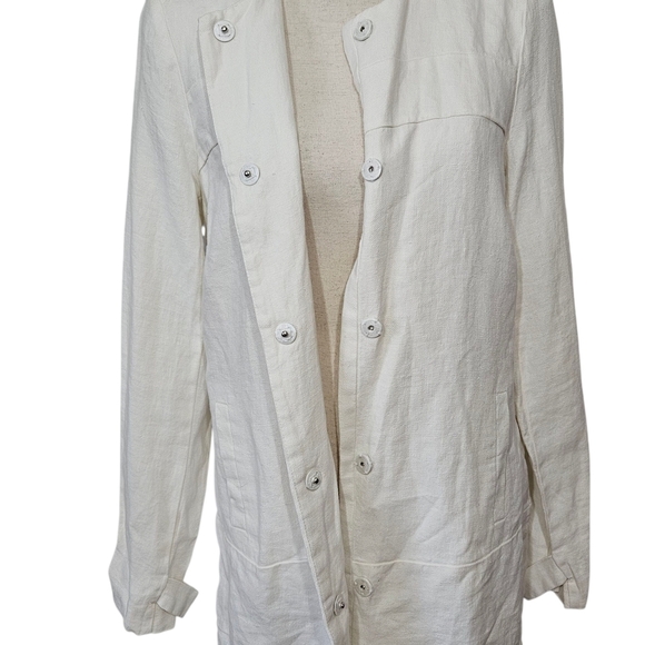 Malvin Hamburg Germany Size 8 Ivory I Love Linen Snap Closure Jacket - Picture 4 of 9